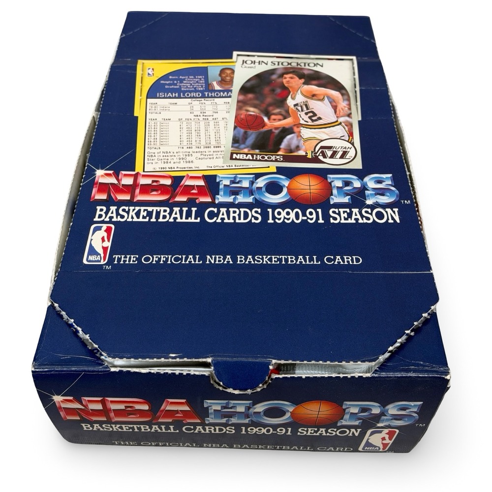 1990-91 NBA Hoops Basketball Cards Open Display Box 15 Card Packs John Stockton